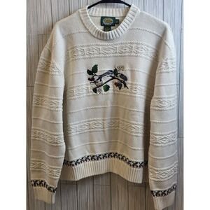 Cabelos' World, Embroidery‎ Design Style, White Sweater Plus S 2XL